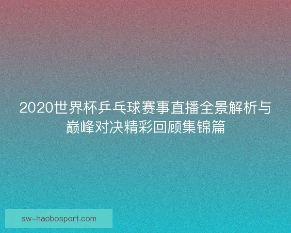 2020世界杯乒乓球赛事直播全景解析与巅峰对决精彩回顾集锦篇
